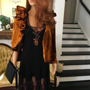 Johnny Was High/Low Embroidered Mesh Dress